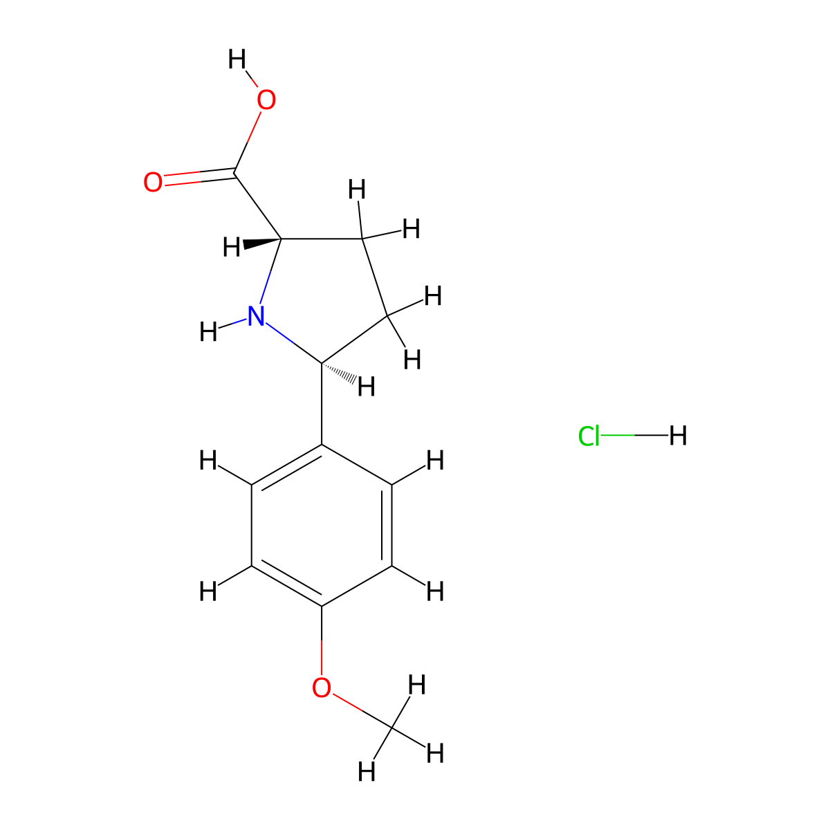 (2S,5S)-5-(4-methoxyphenyl)pyrrolidine-2-carboxylic acid hydrochloride molecular structure, CAS 1808331-65-8