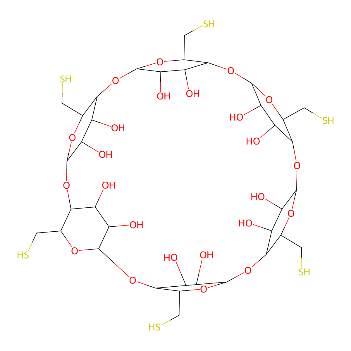 Hexakis-(6-Mercapto-6-deoxy)-alpha-Cyclodextrin molecular structure, CAS 180839-60-5