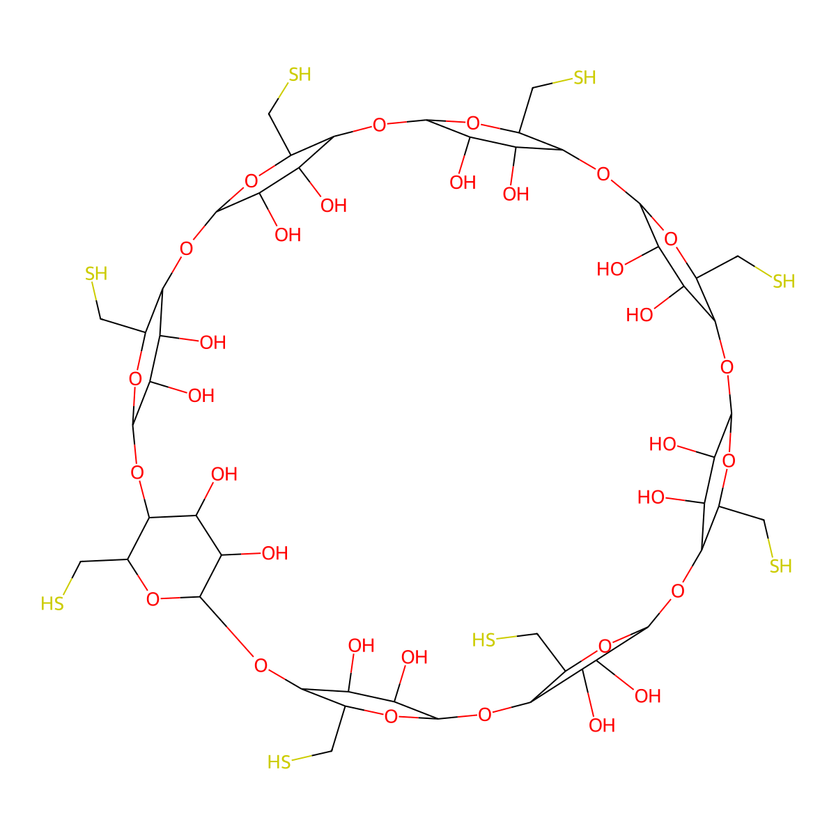 6-Deoxy-6-mercapto-gamma-cyclodextrin,octakis molecular structure, CAS 180839-61-6