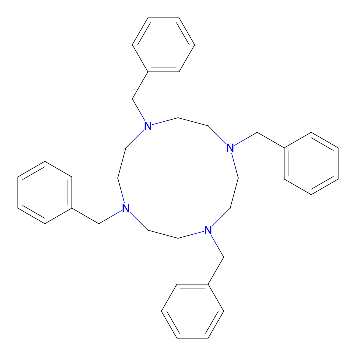 1,4,7,10-Tetrabenzyl-1,4,7,10-tetraazacyclododecane molecular structure, CAS 18084-64-5