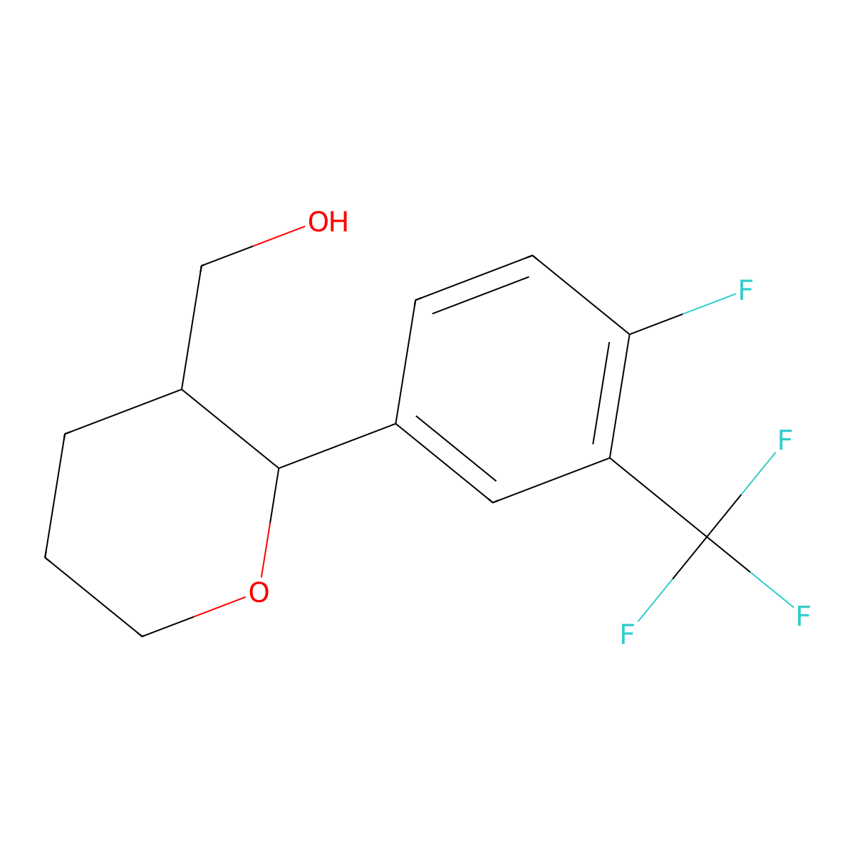 [(2R,3S)-2-[4-fluoro-3-(trifluoromethyl)phenyl]oxan-3-yl]methanol molecular structure, CAS 1808406-93-0