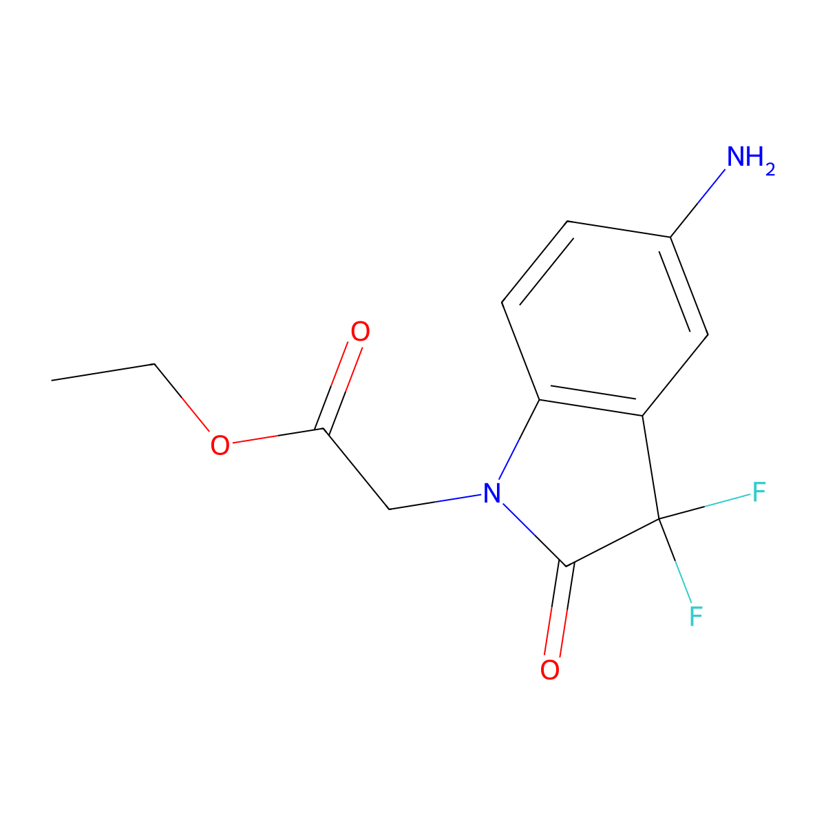 ethyl 2-(5-amino-3,3-difluoro-2-oxo-2,3-dihydro-1H-indol-1-yl)acetate molecular structure, CAS 1808408-97-0