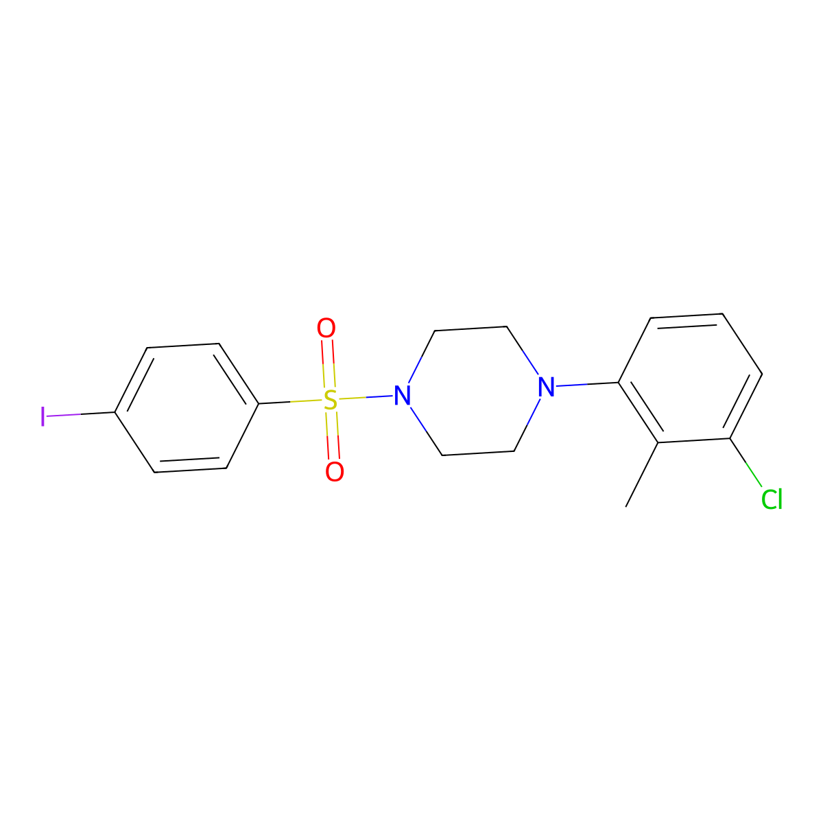 1-(3-Chloro-2-methylphenyl)-4-(4-iodobenzenesulfonyl)piperazine molecular structure, CAS 1808422-66-3
