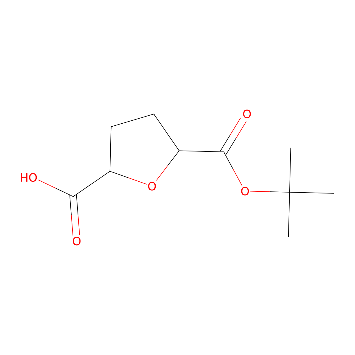 (2S,5R)-5-((tert-butoxy)carbonyl)oxolane-2-carboxylic acid molecular structure, CAS 1808445-70-6