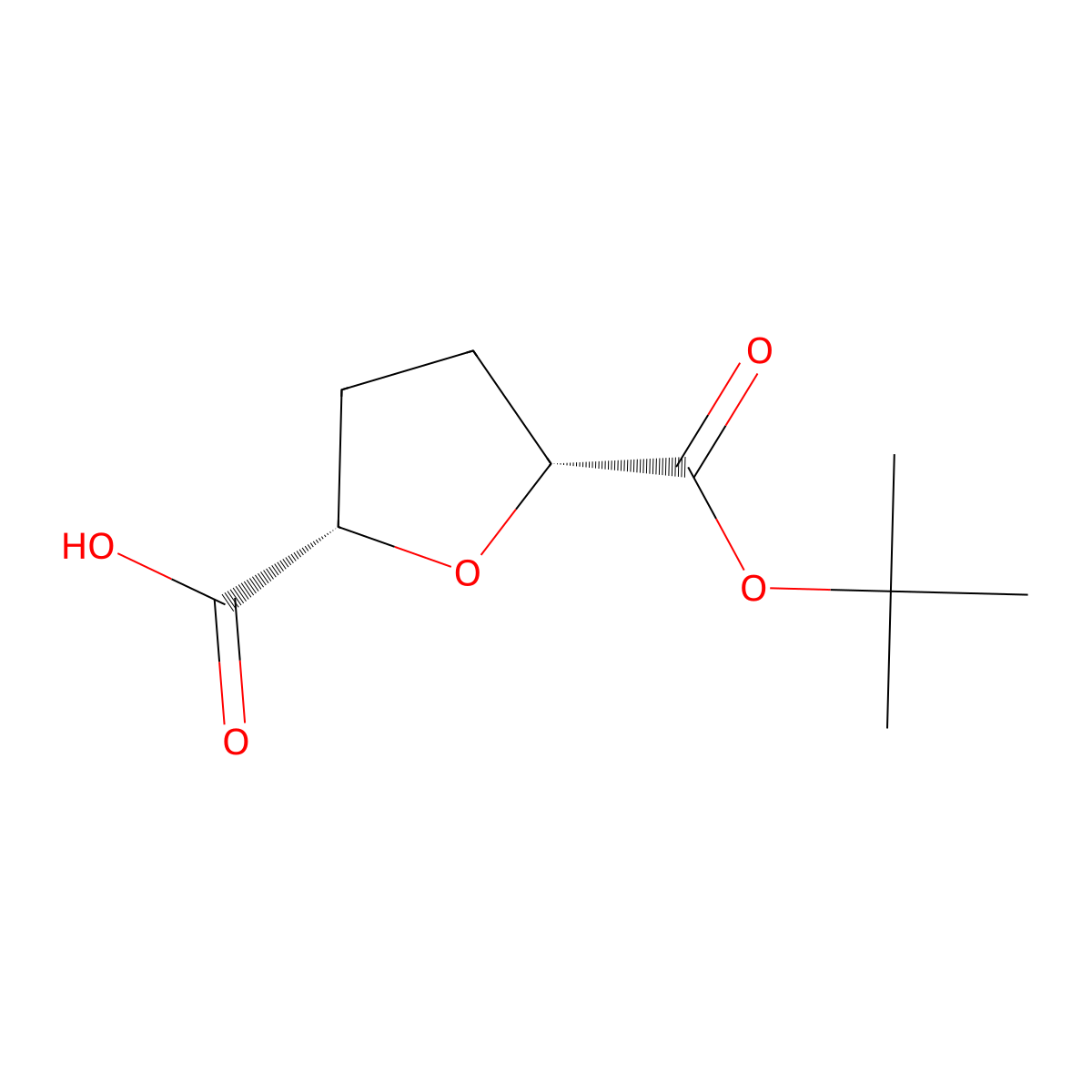 (2S,5R)-5-((tert-butoxy)carbonyl)oxolane-2-carboxylic acid molecular structure, CAS 1808445-70-6