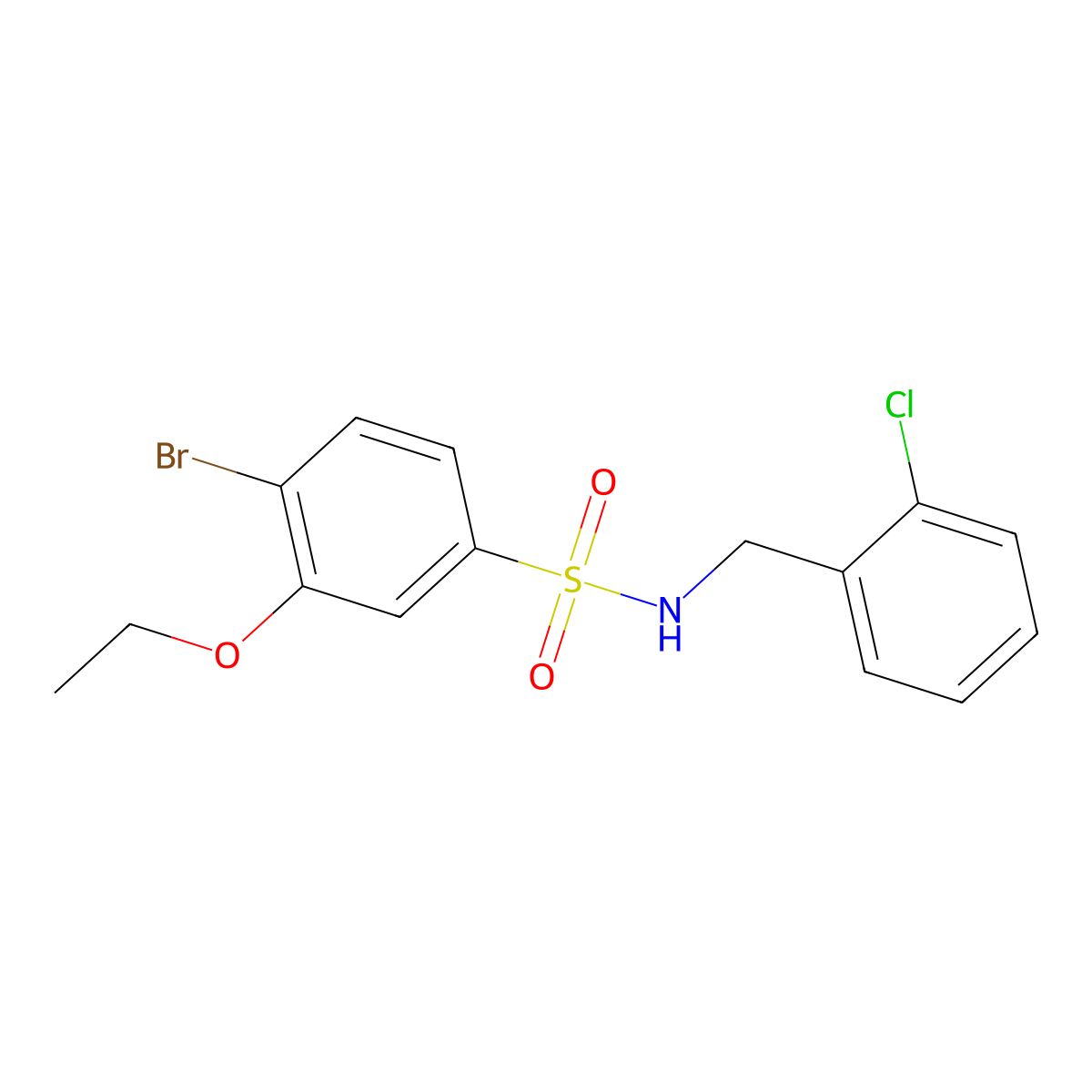 4-bromo-N-[(2-chlorophenyl)methyl]-3-ethoxybenzene-1-sulfonamide molecular structure, CAS 1808463-33-3