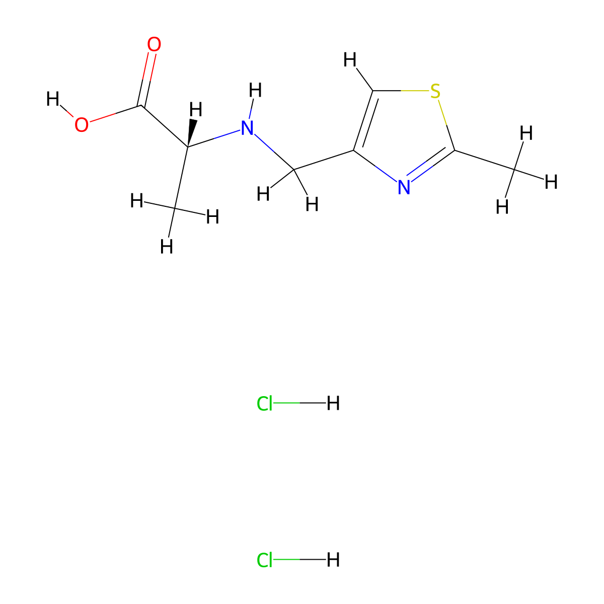 (2R)-2-{[(2-methyl-1,3-thiazol-4-yl)methyl]amino}propanoic acid dihydrochloride molecular structure, CAS 1808473-09-7