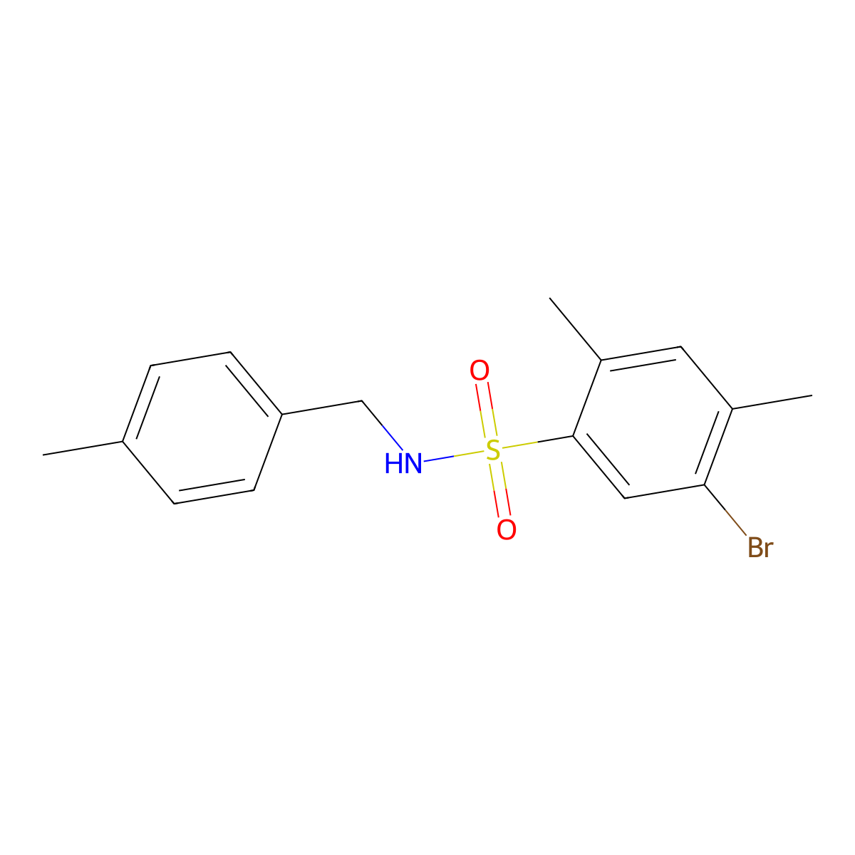 5-bromo-2,4-dimethyl-N-[(4-methylphenyl)methyl]benzene-1-sulfonamide molecular structure, CAS 1808484-74-3
