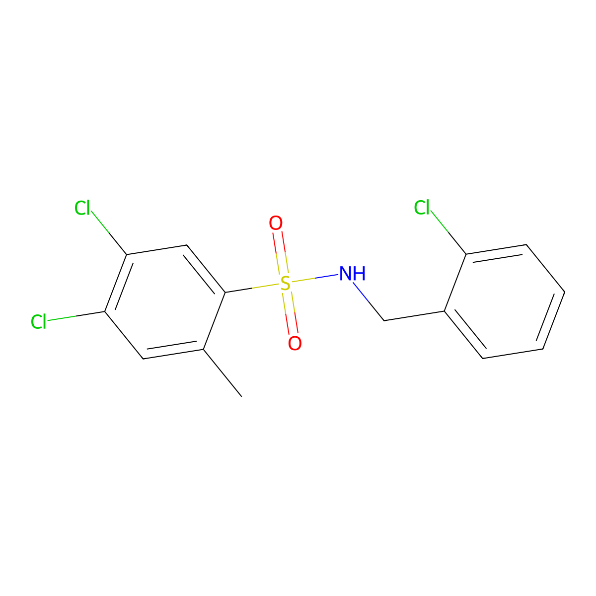 4,5-dichloro-N-[(2-chlorophenyl)methyl]-2-methylbenzene-1-sulfonamide molecular structure, CAS 1808512-91-5