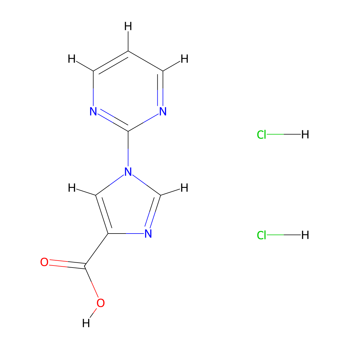 1-(pyrimidin-2-yl)-1H-imidazole-4-carboxylic acid dihydrochloride molecular structure, CAS 1808532-55-9