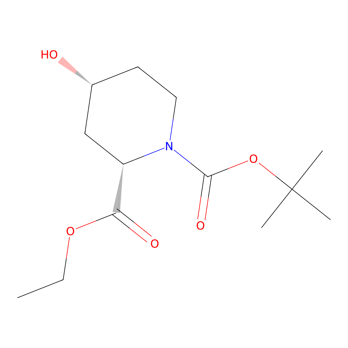 (2S,4R)-Ethyl 1-Boc-4-hydroxypiperidine-2-carboxylate molecular structure, CAS 180854-45-9