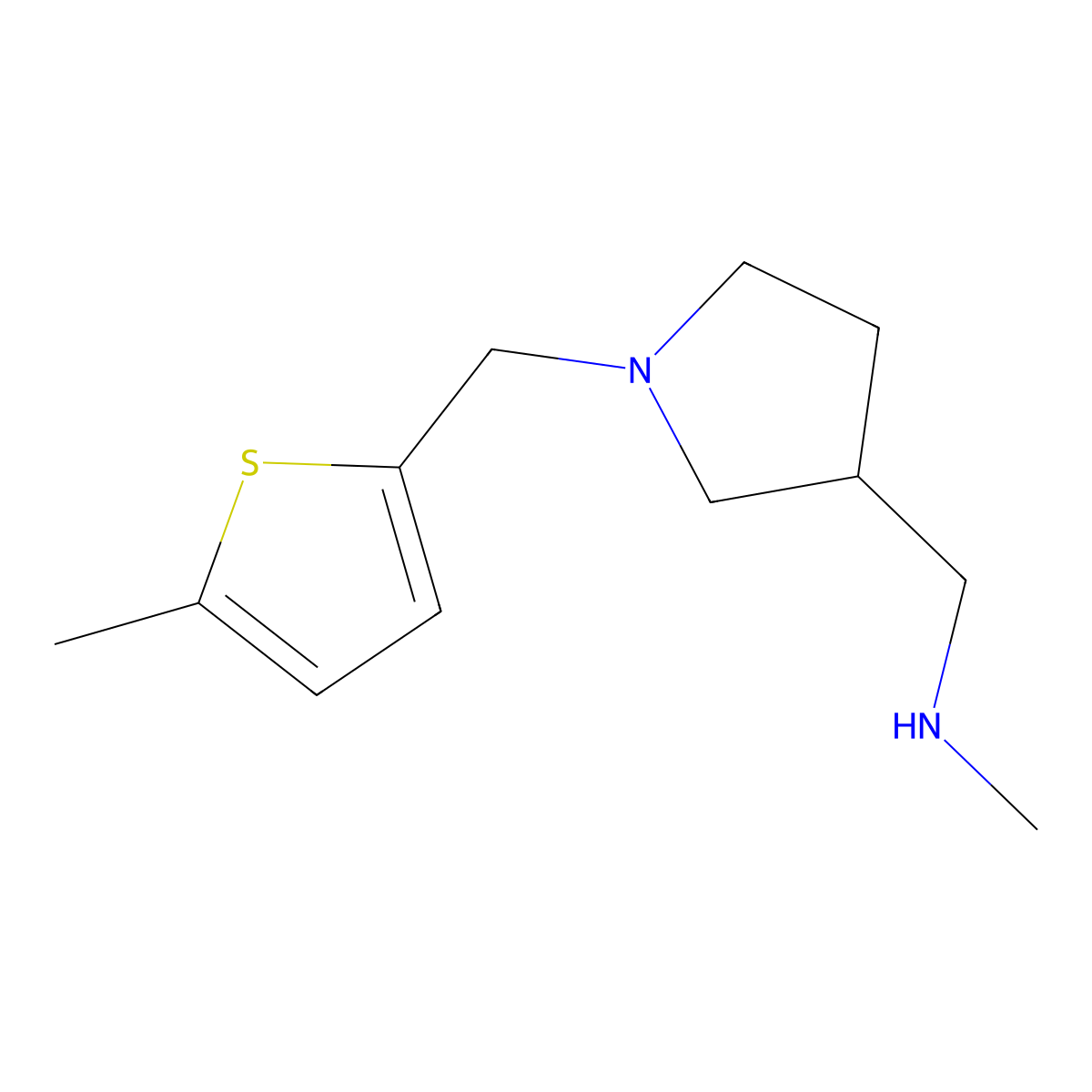 Methyl({1-[(5-methylthiophen-2-yl)methyl]pyrrolidin-3-yl}methyl)amine dihydrochloride molecular structure, CAS 1808547-85-4
