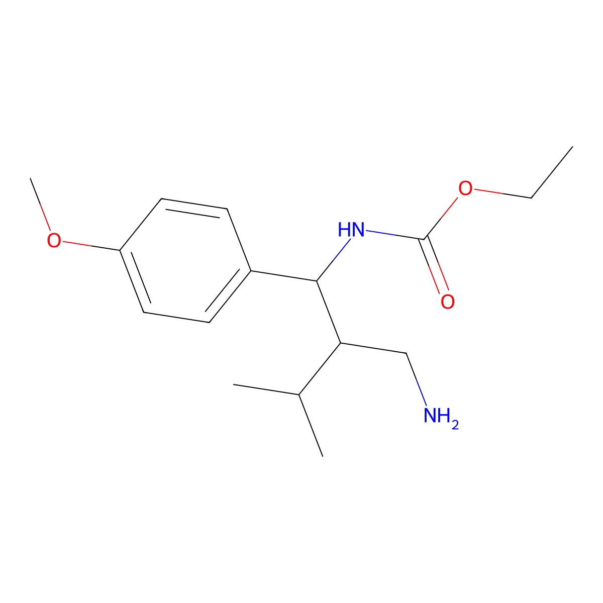 ethyl N-[(1S,2R)-2-(aminomethyl)-1-(4-methoxyphenyl)-3-methylbutyl]carbamate molecular structure, CAS 1808568-99-1