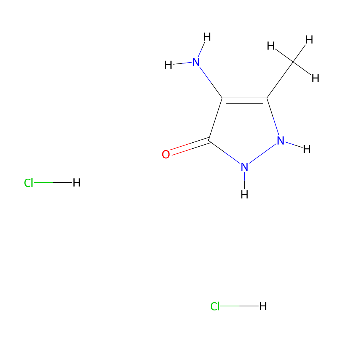 4-amino-5-methyl-2,3-dihydro-1H-pyrazol-3-one dihydrochloride molecular structure, CAS 1808587-33-8