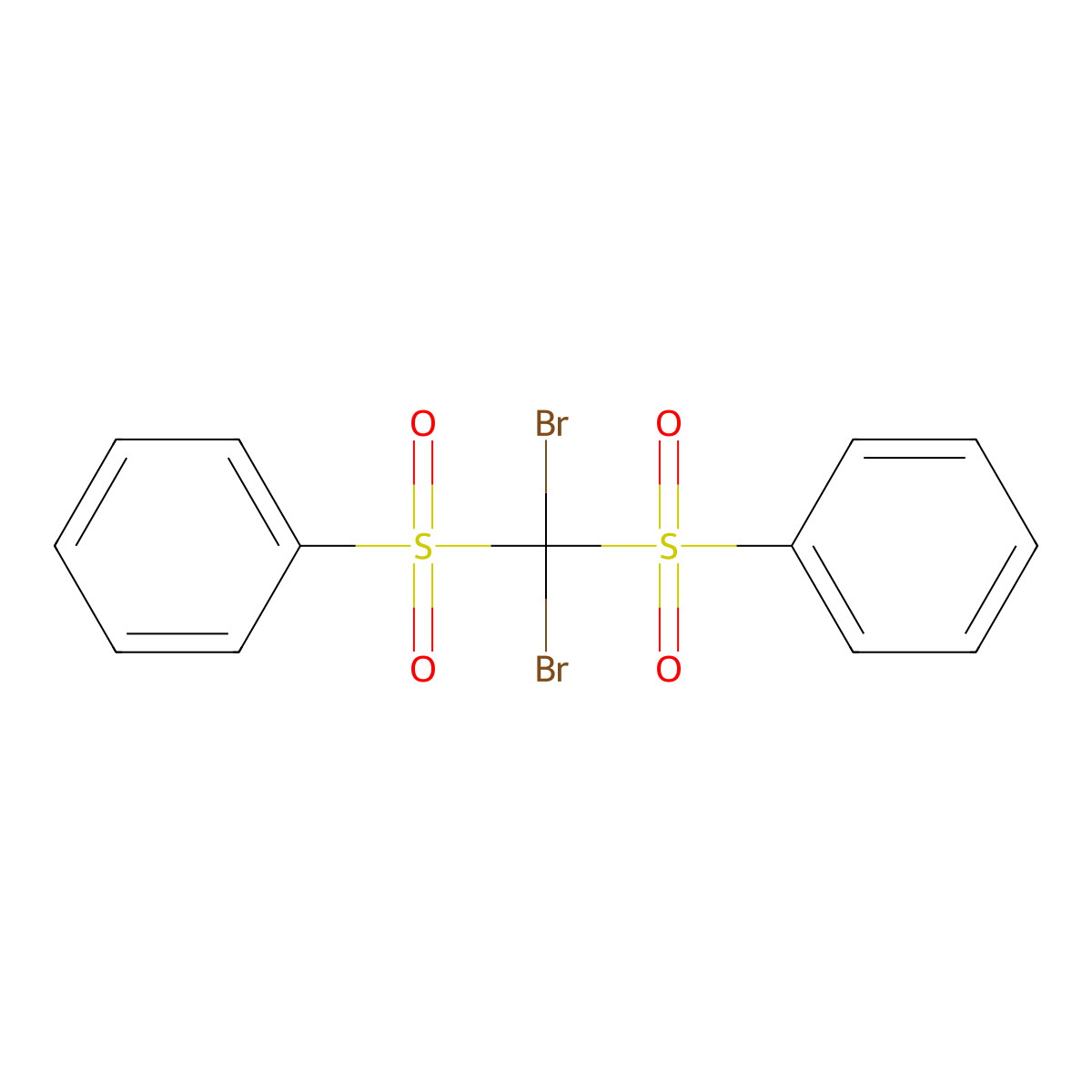 Benzene, 1,1'-[(dibromomethylene)bis(sulfonyl)]bis- molecular structure, CAS 18086-96-9