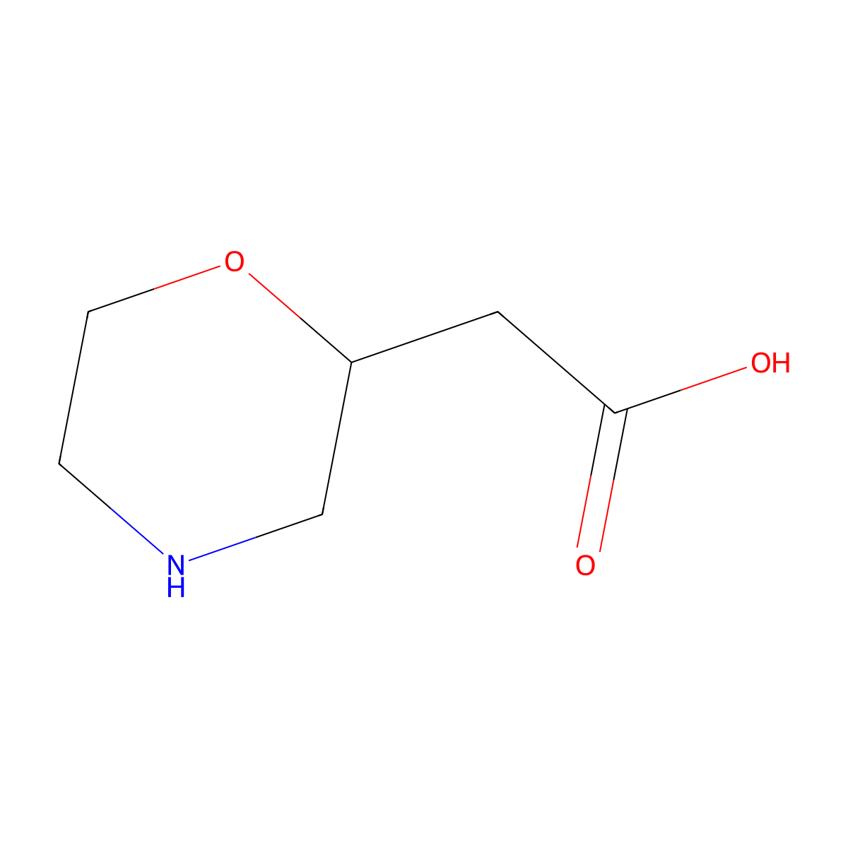 2-Morpholineacetic acid molecular structure, CAS 180863-27-8