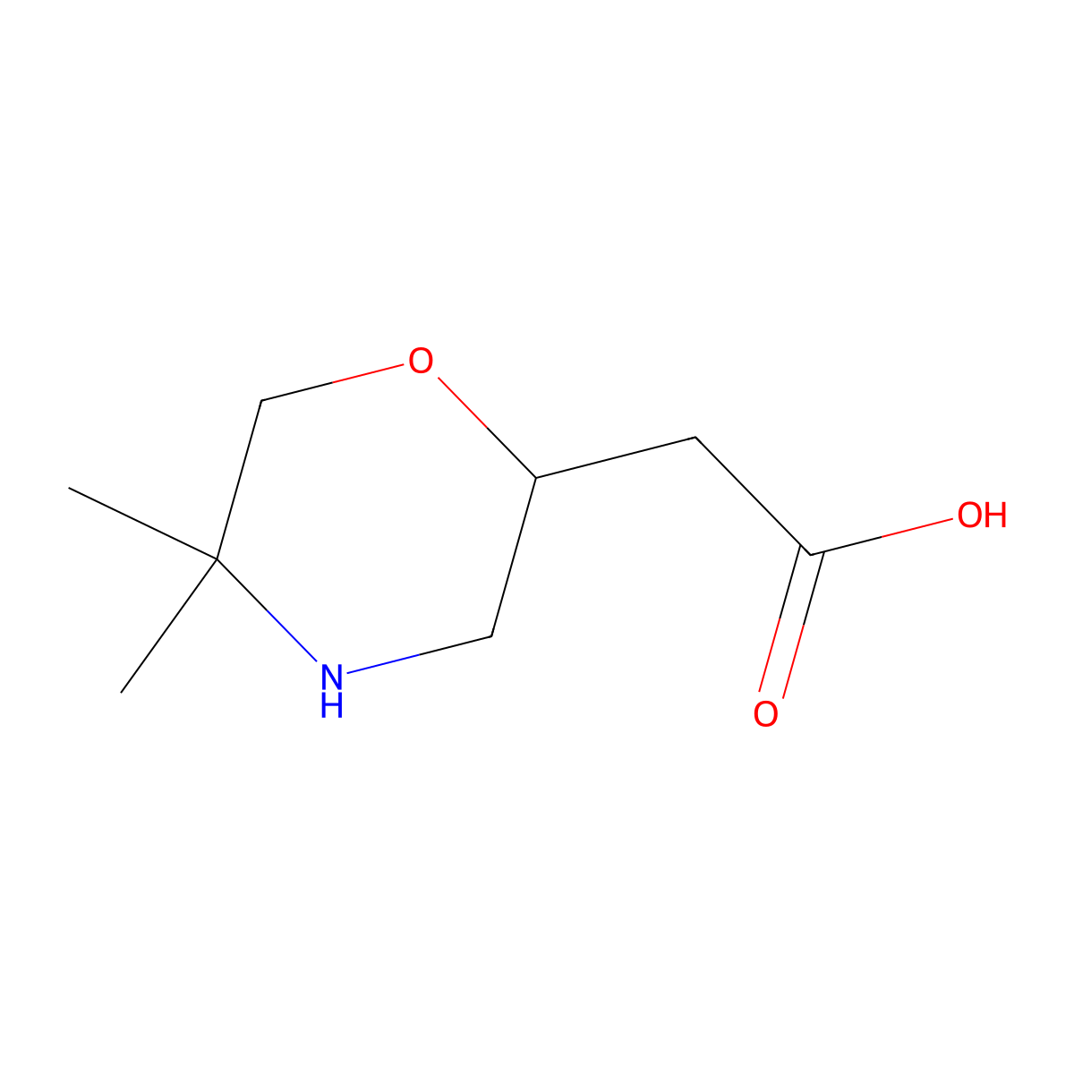 5,5-Dimethyl-2-morpholineacetic acid molecular structure, CAS 180863-28-9