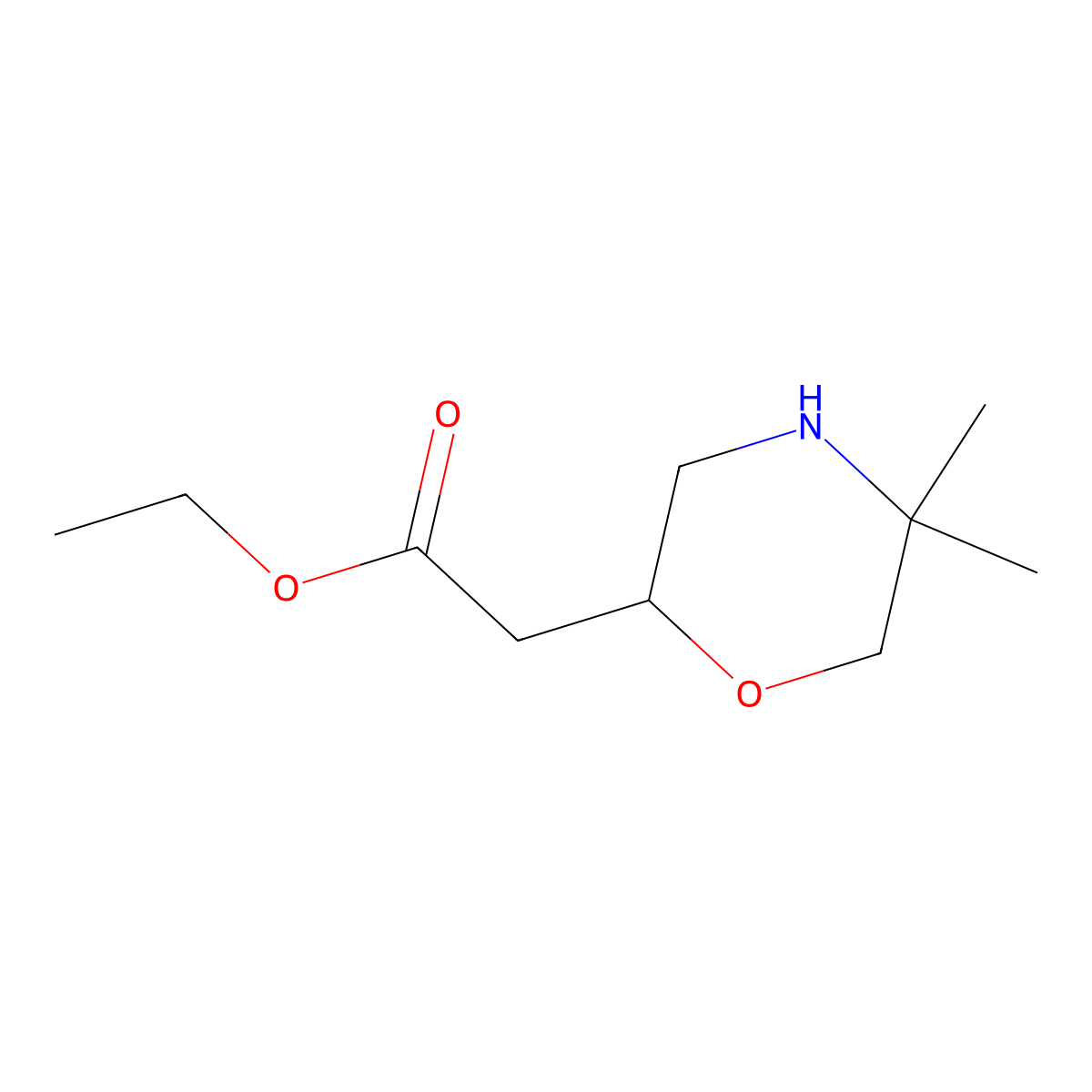 Ethyl 2-(5,5-dimethylmorpholin-2-yl)acetate molecular structure, CAS 180863-32-5