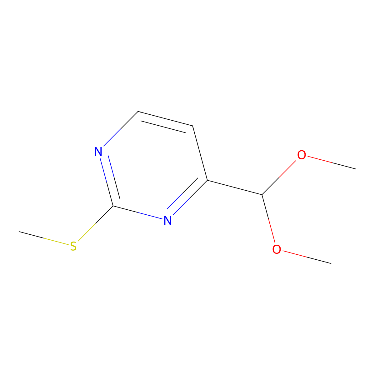 4-(Dimethoxymethyl)-2-(methylsulfanyl)pyrimidine molecular structure, CAS 180869-36-7