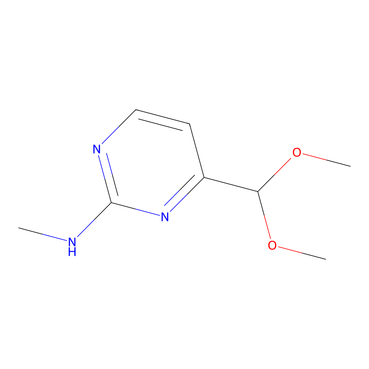 4-(Dimethoxymethyl)-N-methylpyrimidin-2-amine molecular structure, CAS 180869-38-9