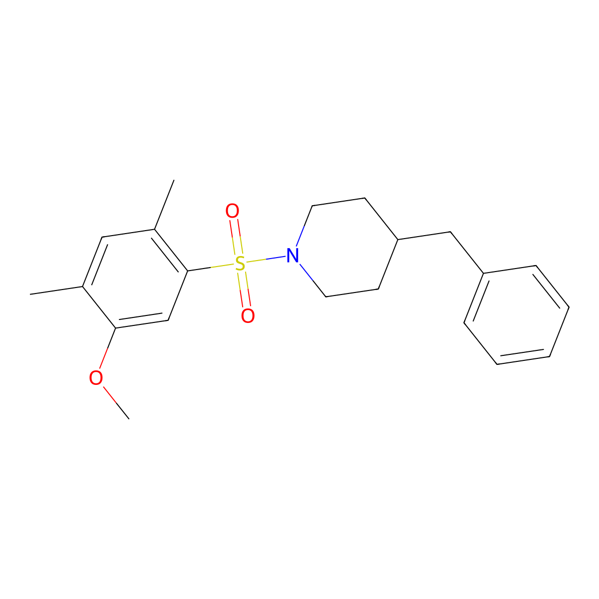 4-Benzyl-1-(5-methoxy-2,4-dimethylbenzenesulfonyl)piperidine molecular structure, CAS 1808693-83-5