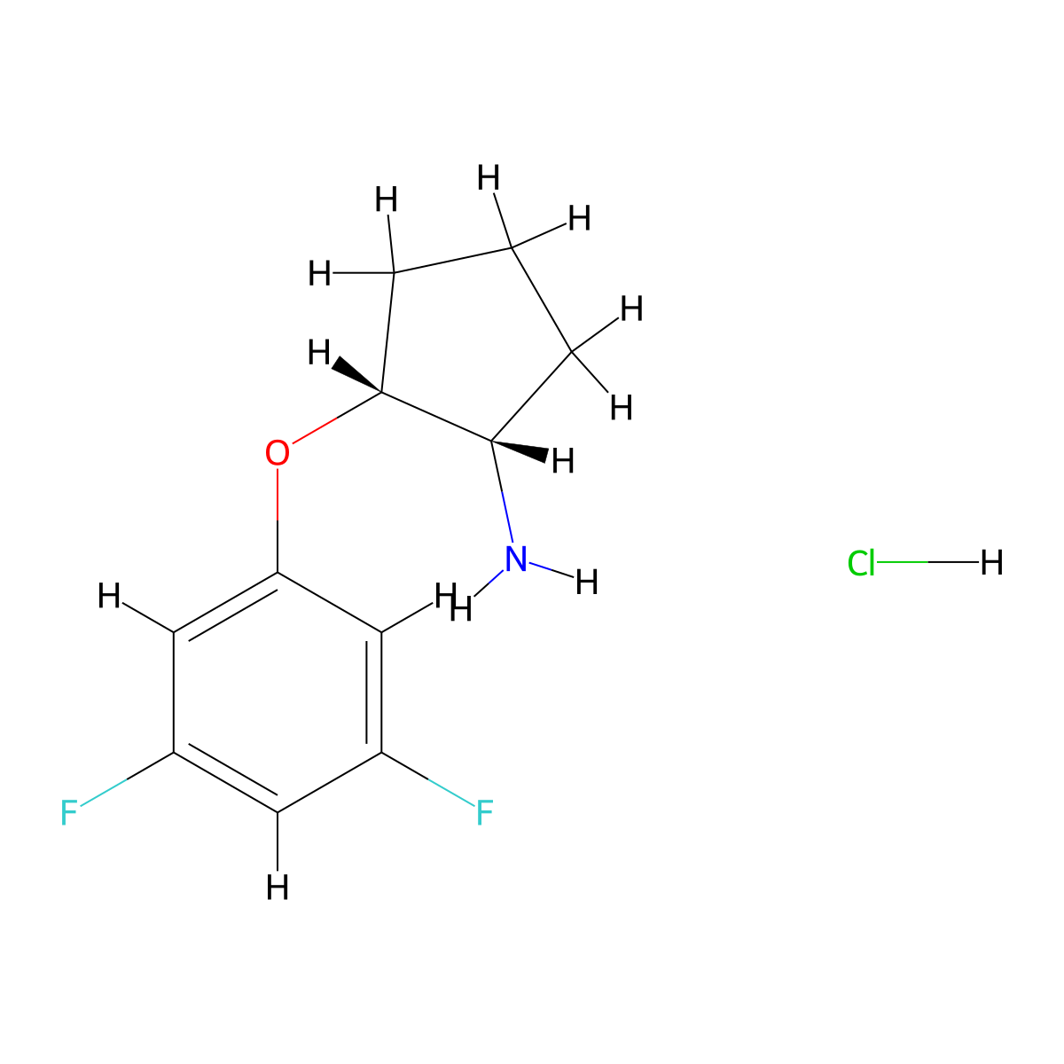 (1S,2R)-2-(3,5-difluorophenoxy)cyclopentan-1-amine hydrochloride molecular structure, CAS 1808707-05-2
