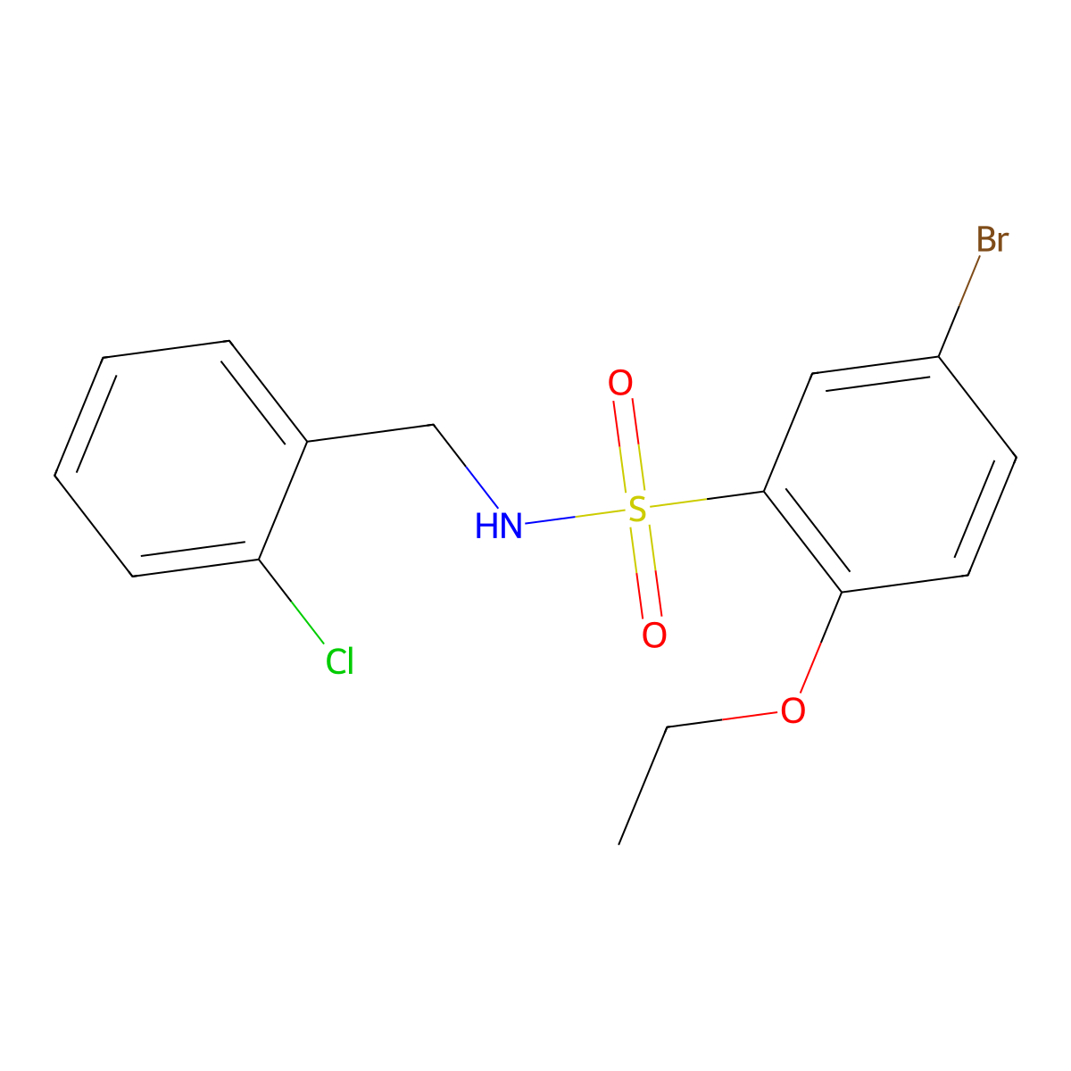 5-bromo-N-[(2-chlorophenyl)methyl]-2-ethoxybenzene-1-sulfonamide molecular structure, CAS 1808720-14-0