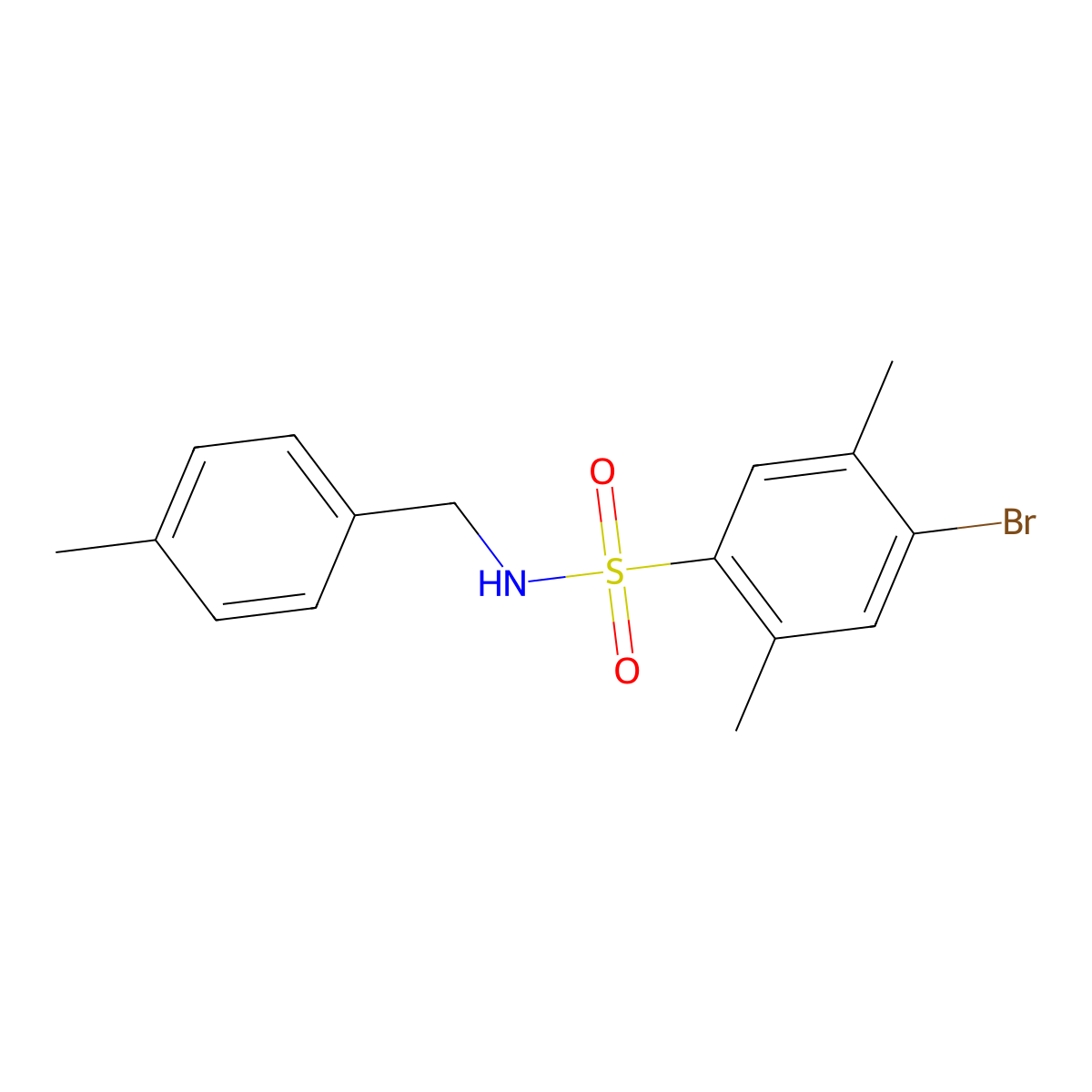 4-bromo-2,5-dimethyl-N-[(4-methylphenyl)methyl]benzene-1-sulfonamide molecular structure, CAS 1808730-75-7