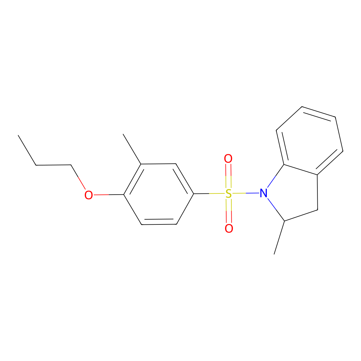 2-methyl-1-(3-methyl-4-propoxybenzenesulfonyl)-2,3-dihydro-1H-indole molecular structure, CAS 1808731-53-4