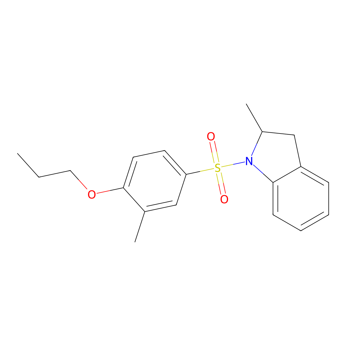 2-methyl-1-(3-methyl-4-propoxybenzenesulfonyl)-2,3-dihydro-1H-indole molecular structure, CAS 1808731-53-4