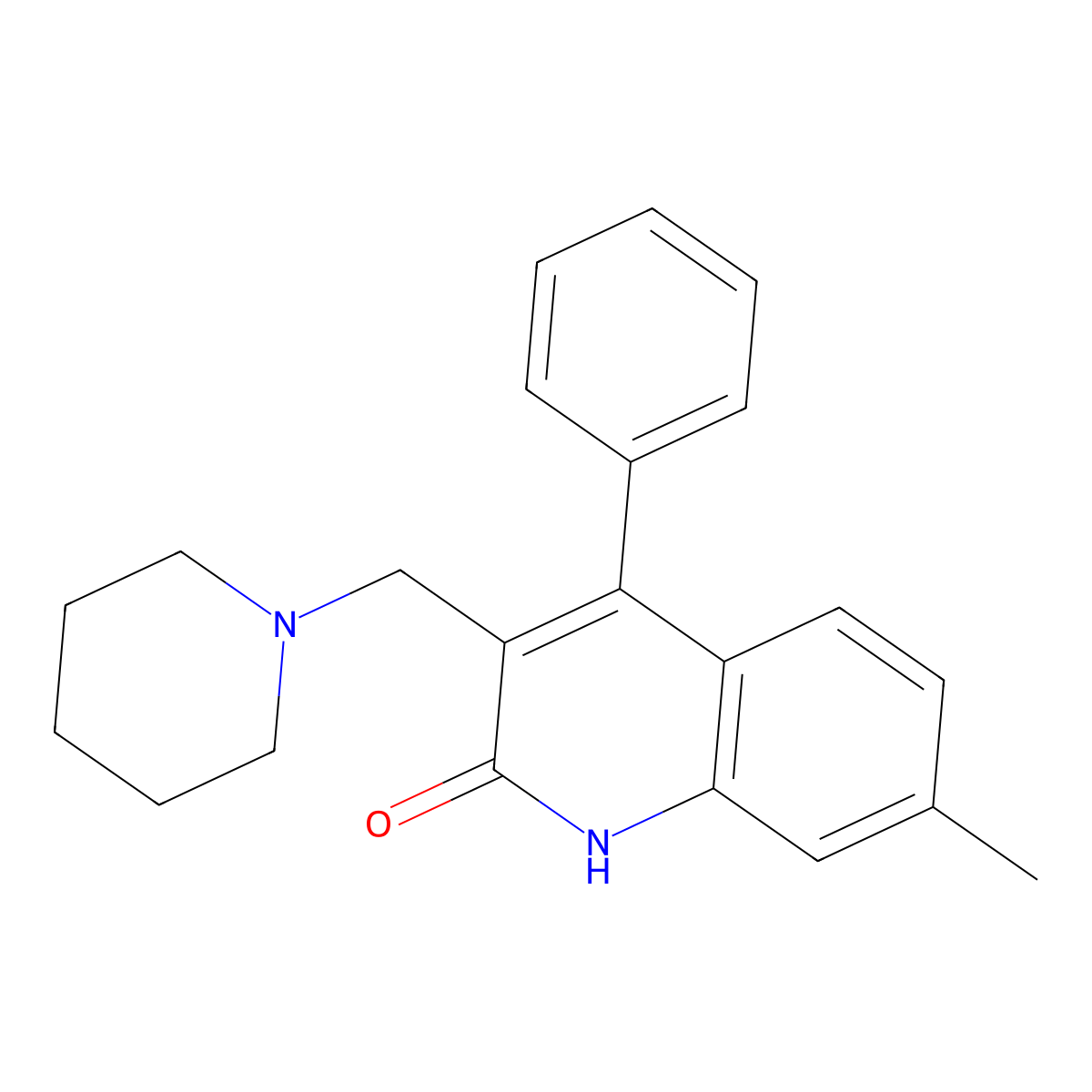 7-methyl-4-phenyl-3-(piperidin-1-ylmethyl)quinolin-2(1H)-one molecular structure, CAS 1808740-25-1