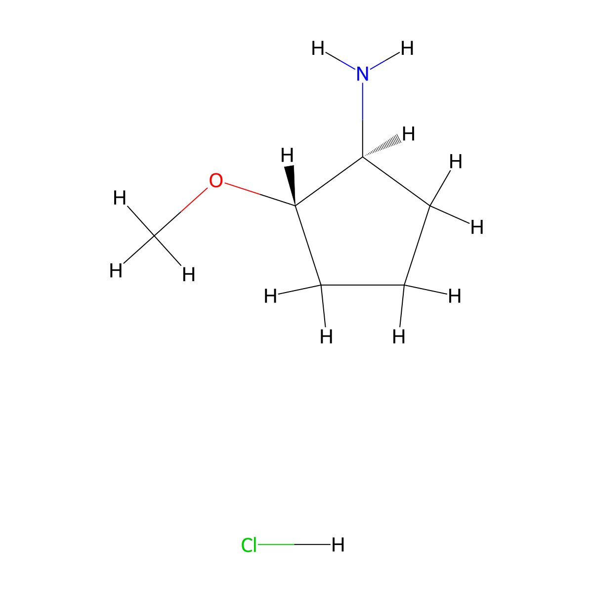 (1S,2S)-2-methoxycyclopentan-1-amine hydrochloride molecular structure, CAS 1808746-70-4