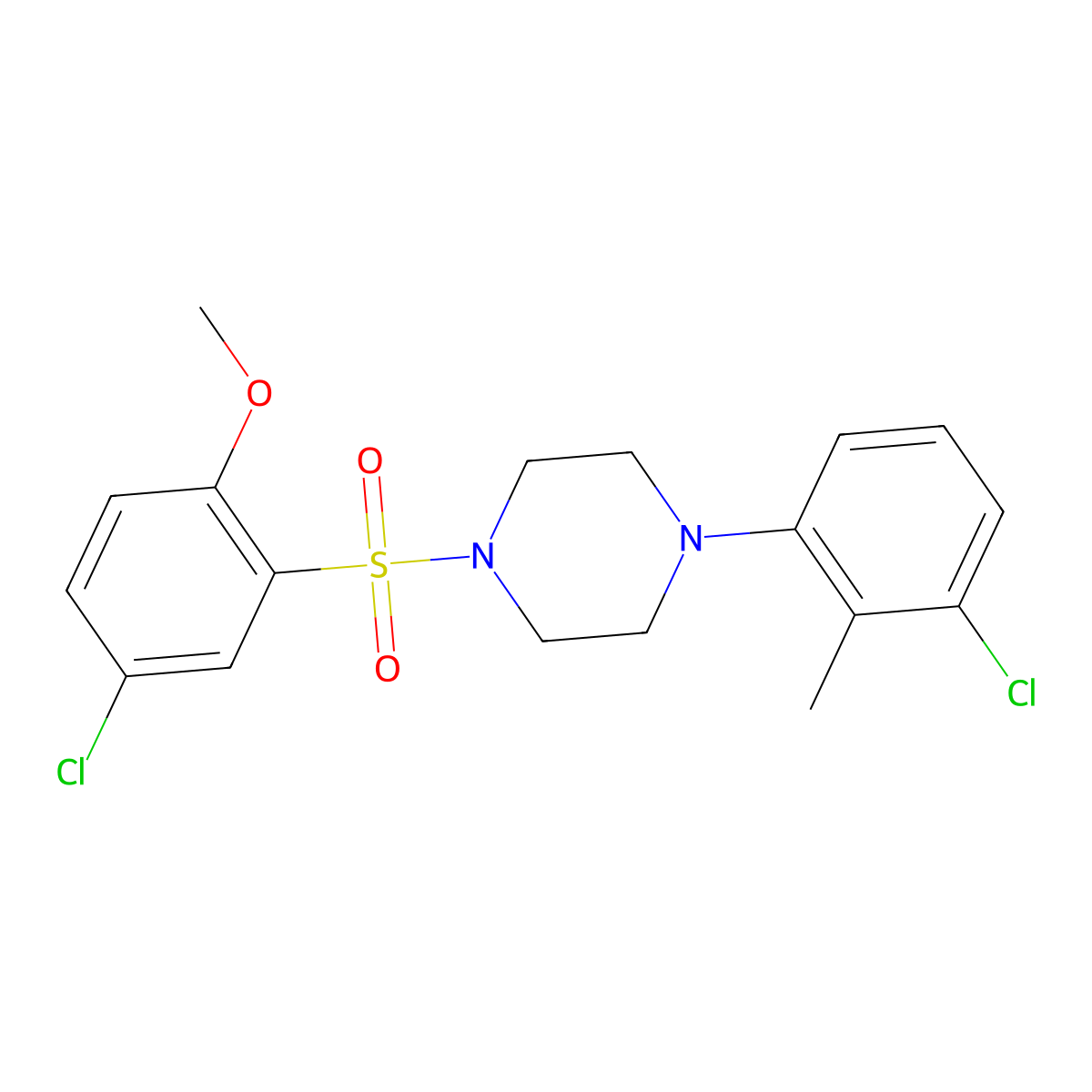 1-(5-Chloro-2-methoxybenzenesulfonyl)-4-(3-chloro-2-methylphenyl)piperazine molecular structure, CAS 1808747-79-6