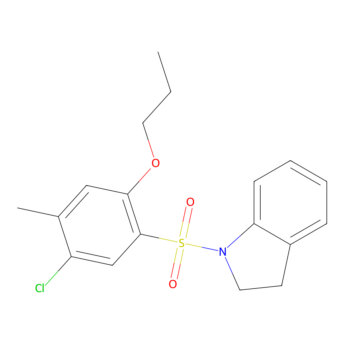 1-(5-chloro-4-methyl-2-propoxybenzenesulfonyl)-2,3-dihydro-1H-indole molecular structure, CAS 1808748-62-0