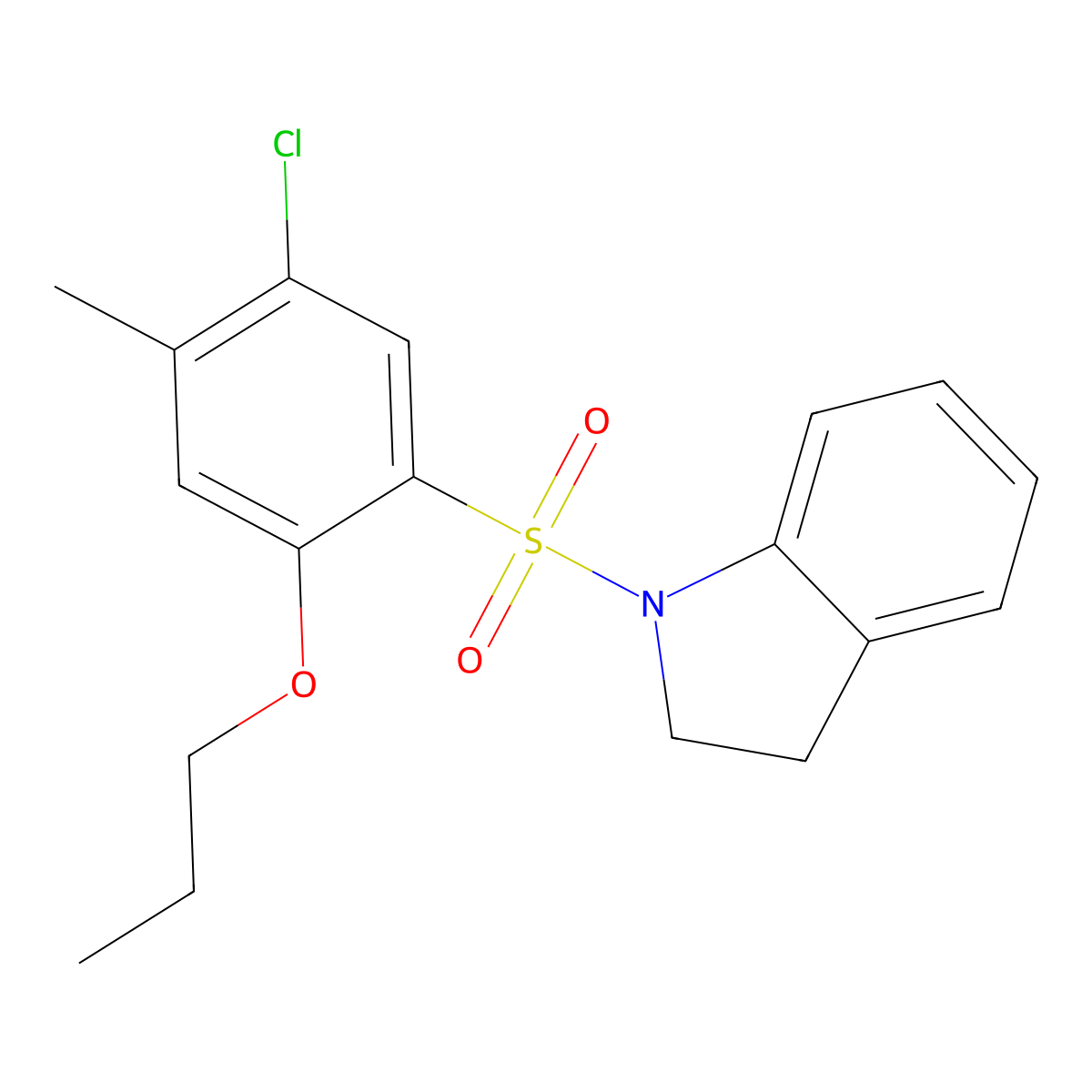 1-(5-chloro-4-methyl-2-propoxybenzenesulfonyl)-2,3-dihydro-1H-indole molecular structure, CAS 1808748-62-0
