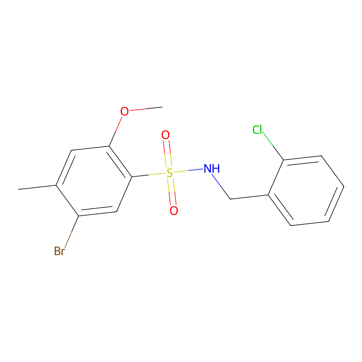 5-bromo-N-[(2-chlorophenyl)methyl]-2-methoxy-4-methylbenzene-1-sulfonamide molecular structure, CAS 1808754-13-3