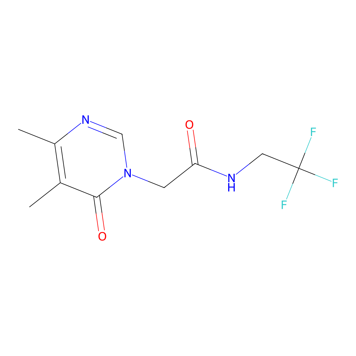 2-(4,5-dimethyl-6-oxo-1,6-dihydropyrimidin-1-yl)-N-(2,2,2-trifluoroethyl)acetamide molecular structure, CAS 1808820-63-4