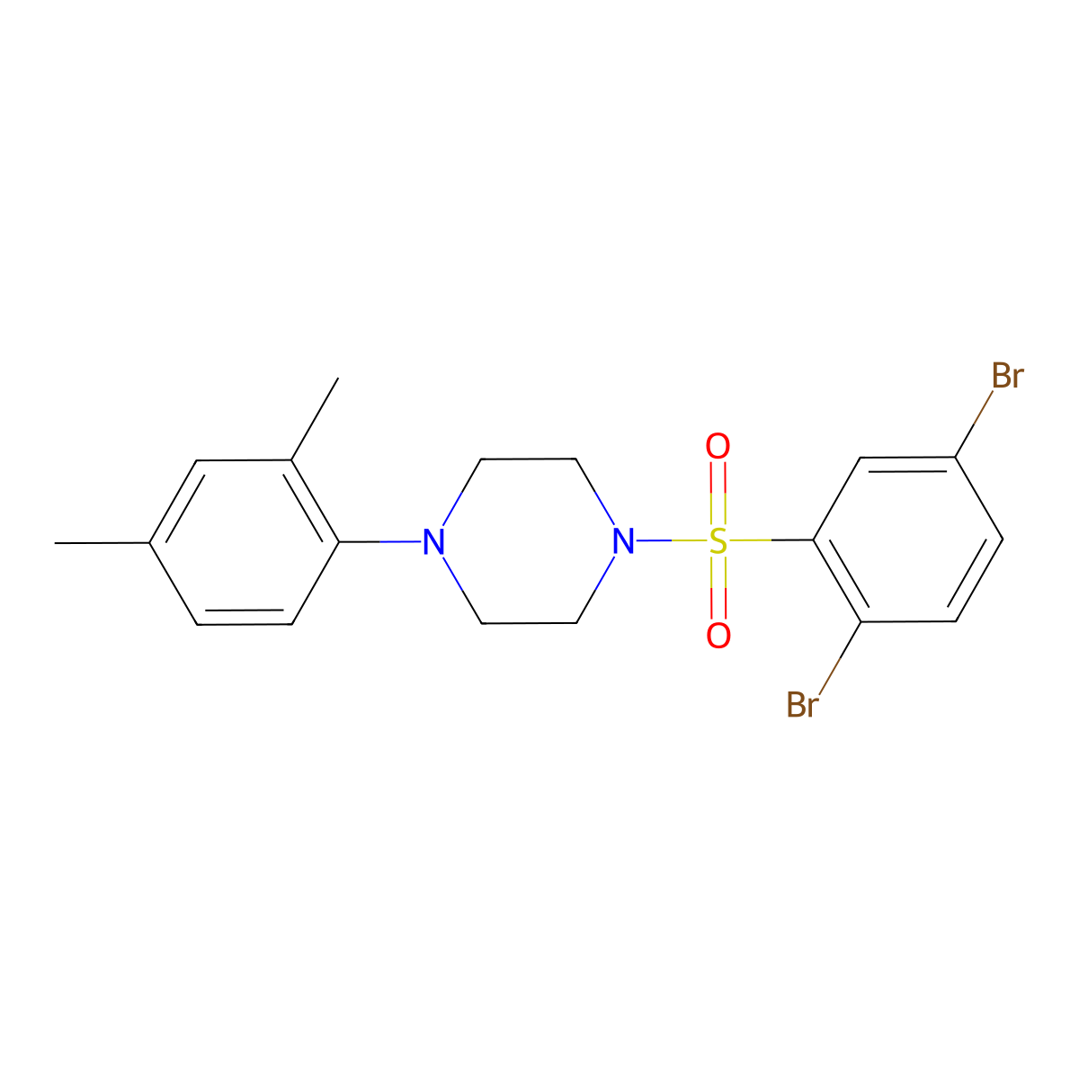 1-(2,5-Dibromobenzenesulfonyl)-4-(2,4-dimethylphenyl)piperazine molecular structure, CAS 1808821-95-5