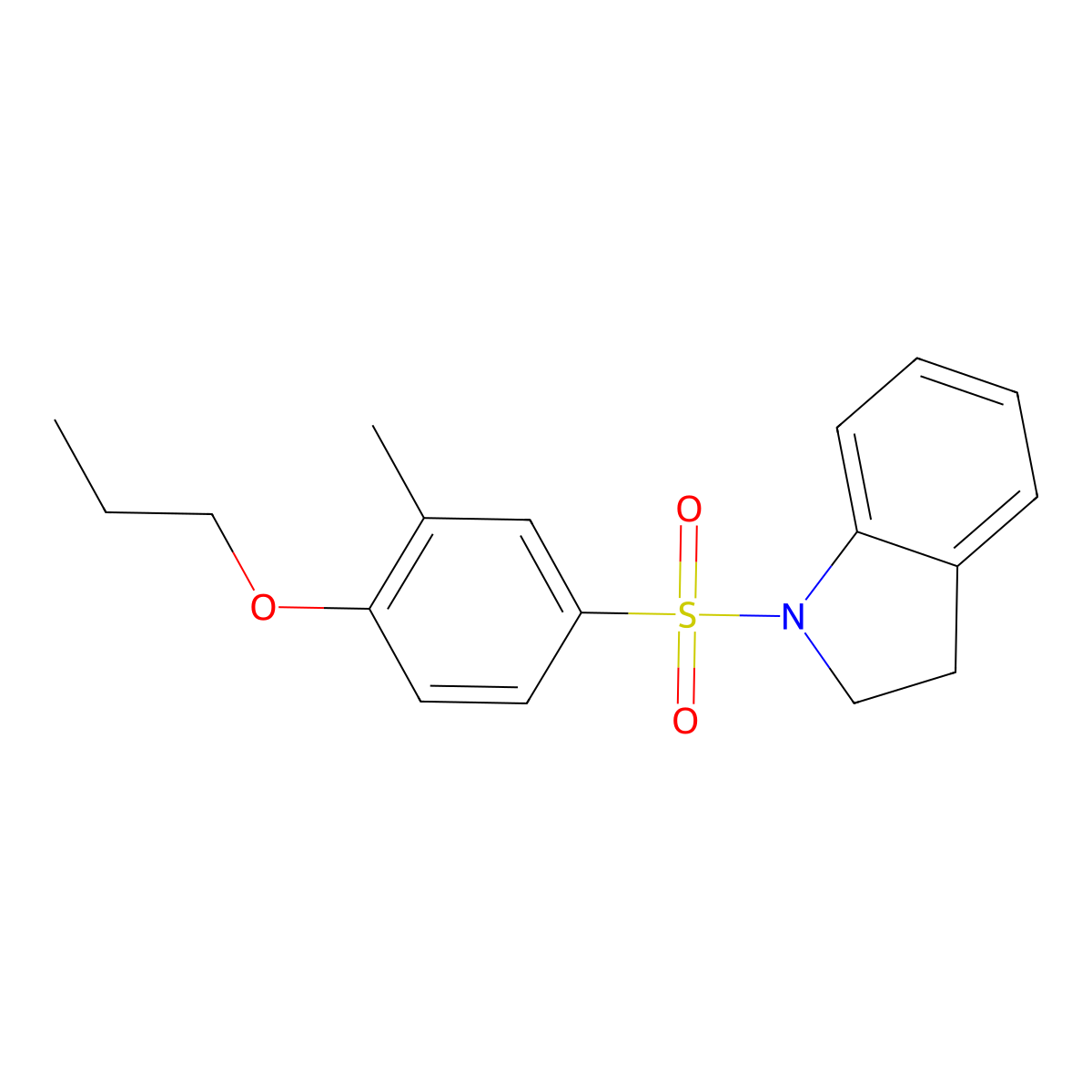 1-(3-methyl-4-propoxybenzenesulfonyl)-2,3-dihydro-1H-indole molecular structure, CAS 1808822-41-4