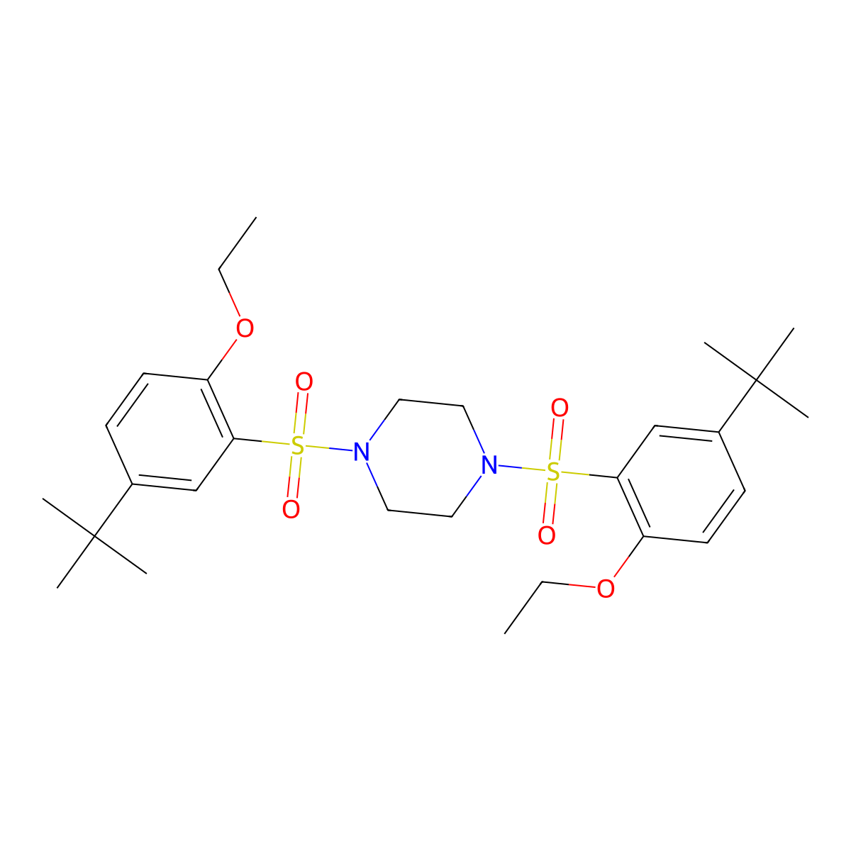 1,4-Bis(5-tert-butyl-2-ethoxybenzenesulfonyl)piperazine molecular structure, CAS 1808833-45-5