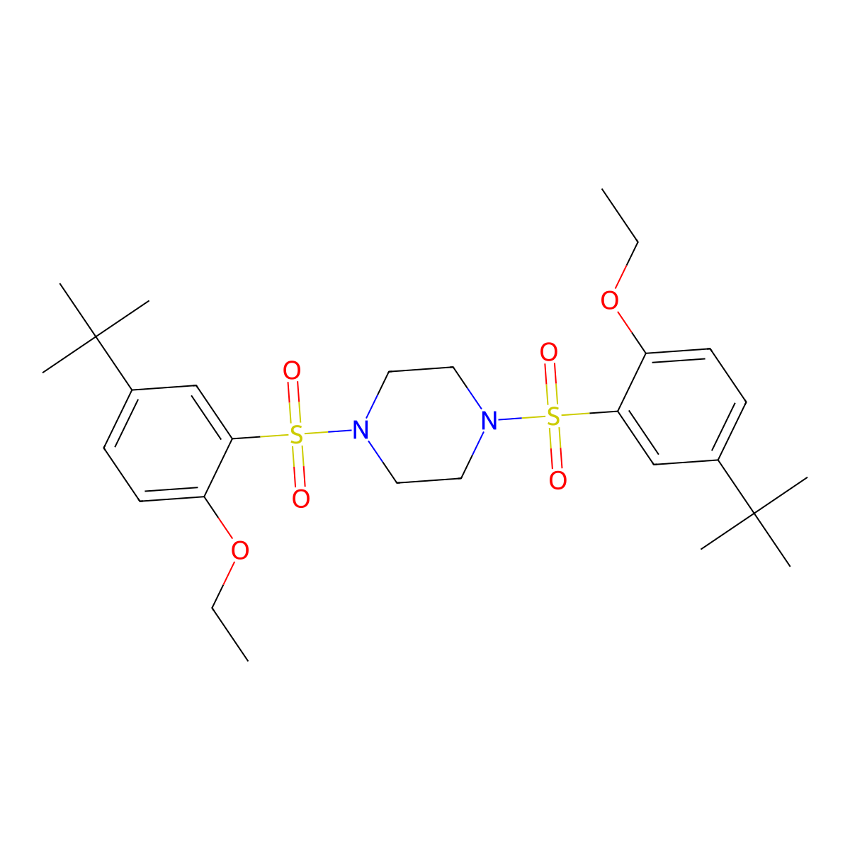 1,4-Bis(5-tert-butyl-2-ethoxybenzenesulfonyl)piperazine molecular structure, CAS 1808833-45-5