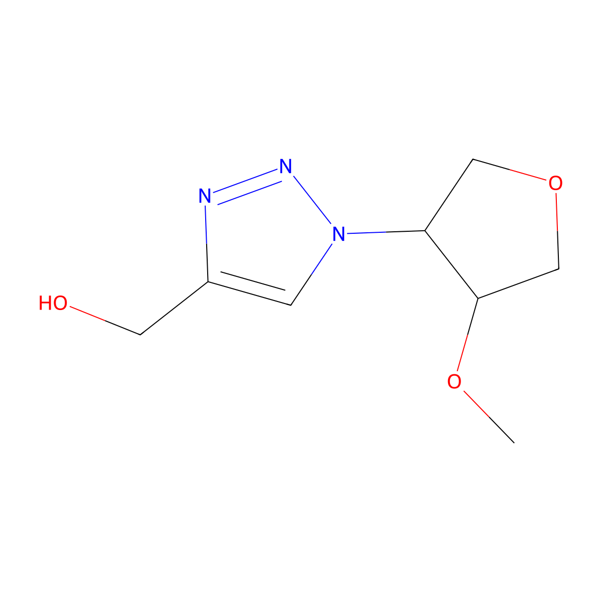 {1-[(3R,4S)-4-methoxyoxolan-3-yl]-1H-1,2,3-triazol-4-yl}methanol molecular structure, CAS 1808834-32-3