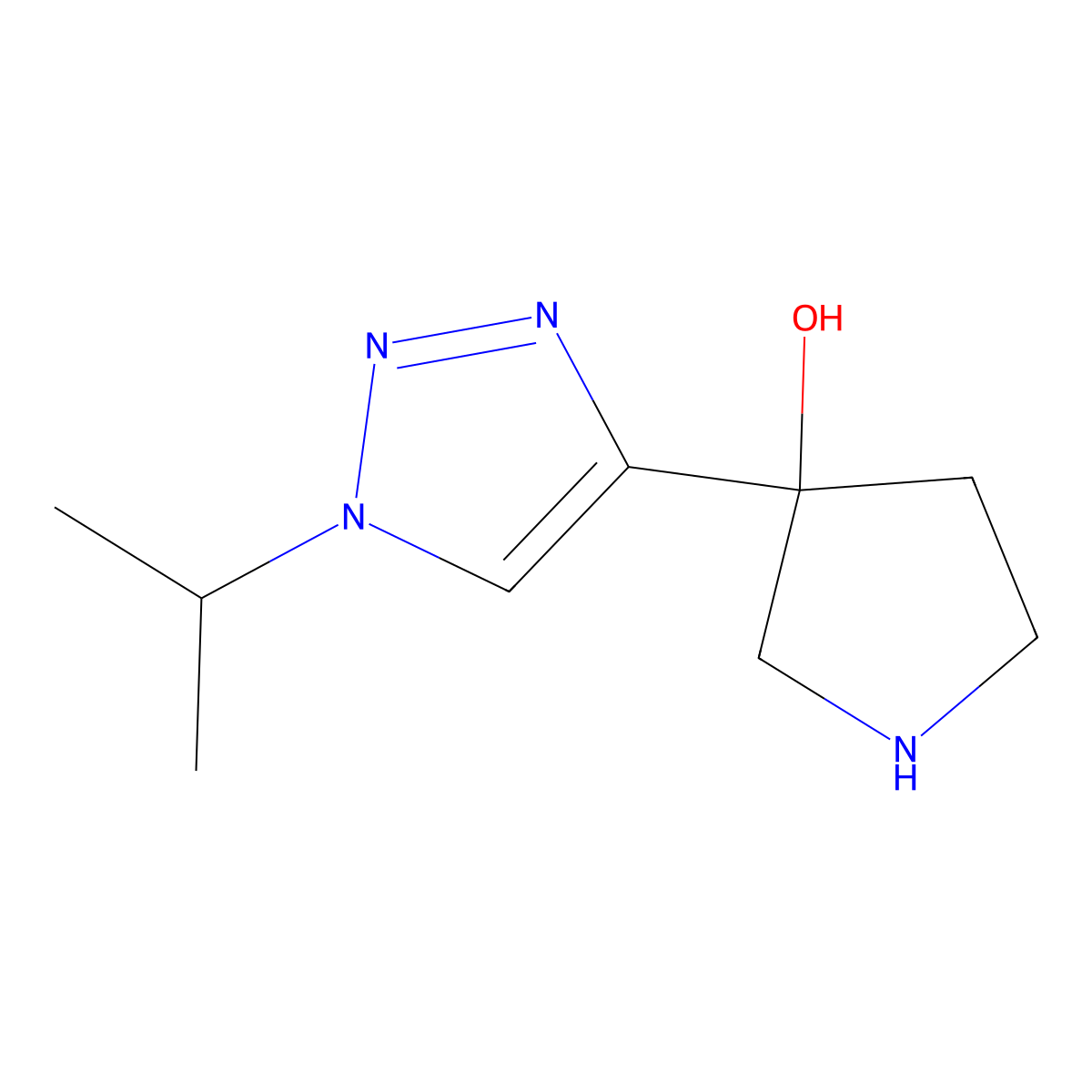 3-[1-(Propan-2-yl)-1H-1,2,3-triazol-4-yl]pyrrolidin-3-ol molecular structure, CAS 1808840-64-3