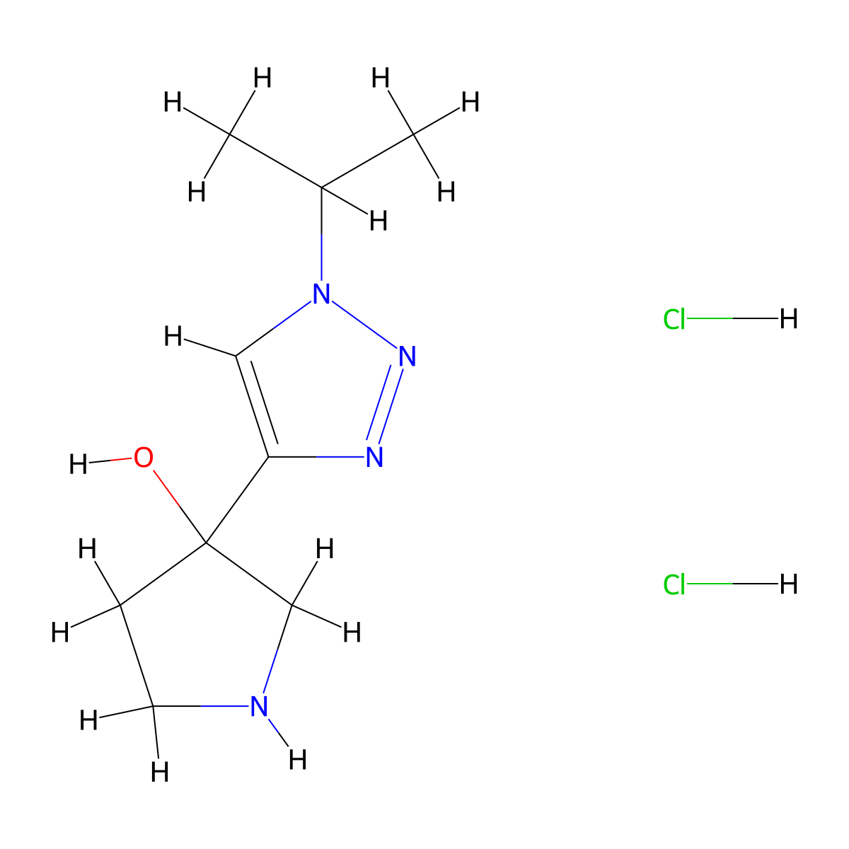 3-[1-(propan-2-yl)-1H-1,2,3-triazol-4-yl]pyrrolidin-3-ol dihydrochloride molecular structure, CAS 1808840-65-4