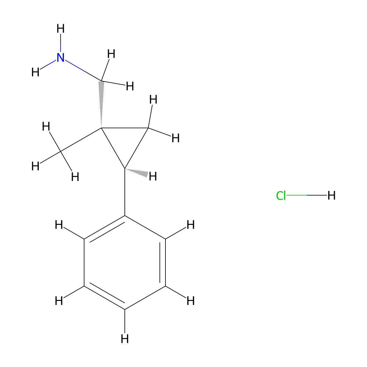 ((1R,2S)-1-Methyl-2-phenylcyclopropyl)methanamine hydrochloride molecular structure, CAS 1808843-59-5