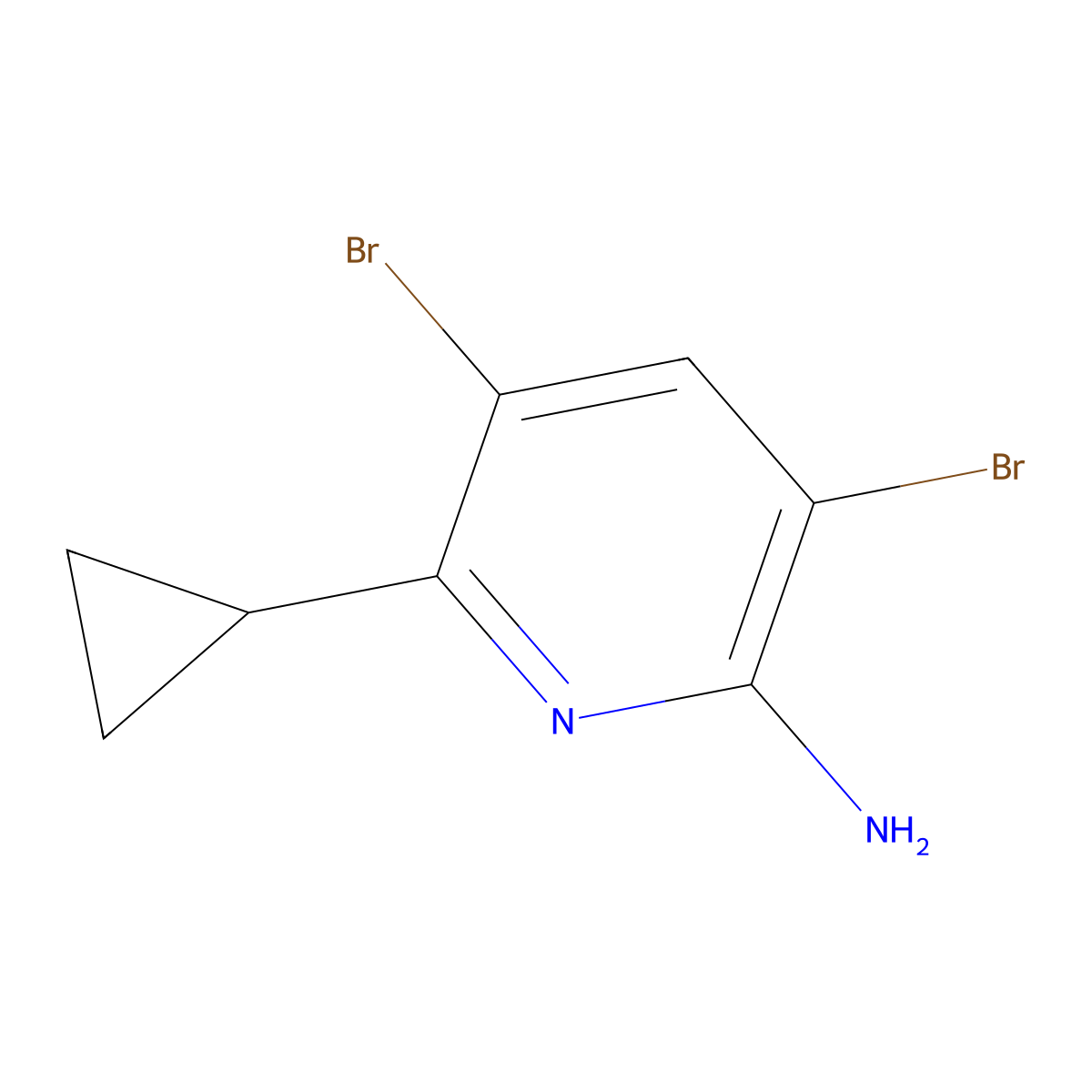 3,5-Dibromo-6-cyclopropylpyridin-2-amine molecular structure, CAS 1808846-52-7