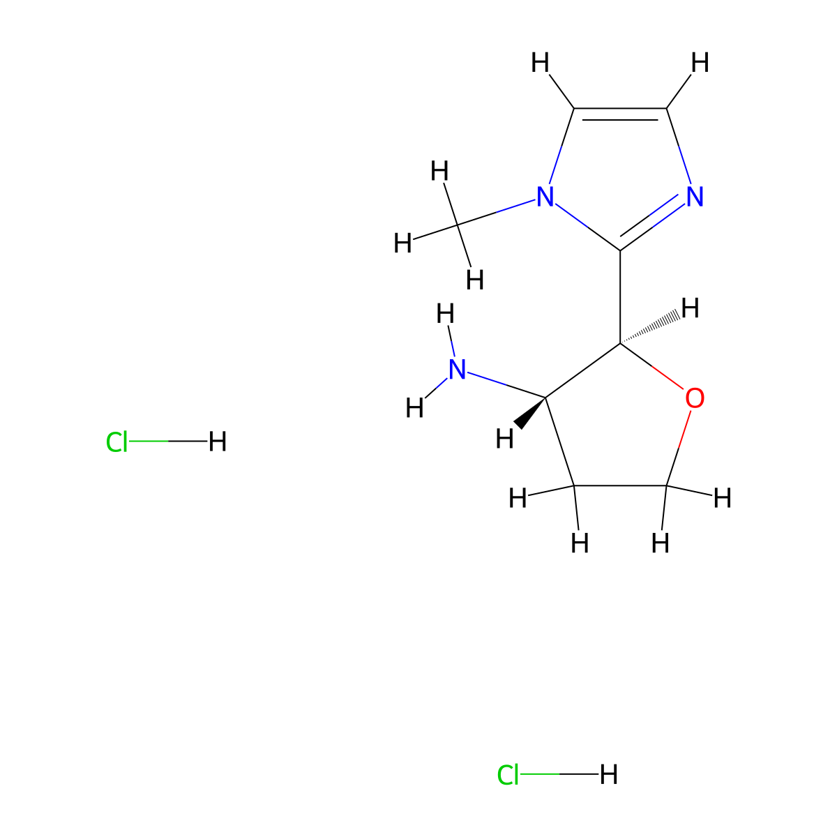 (2S,3S)-2-(1-methyl-1H-imidazol-2-yl)oxolan-3-amine dihydrochloride molecular structure, CAS 1808889-20-4