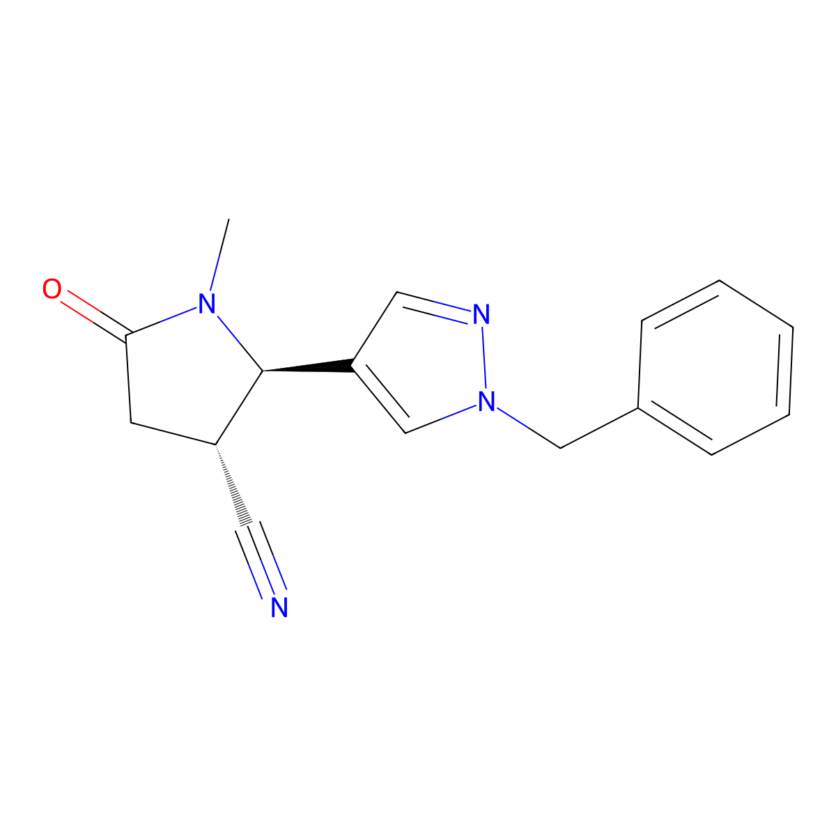 (2R,3R)-2-(1-benzyl-1H-pyrazol-4-yl)-1-methyl-5-oxopyrrolidine-3-carbonitrile molecular structure, CAS 1808896-24-3