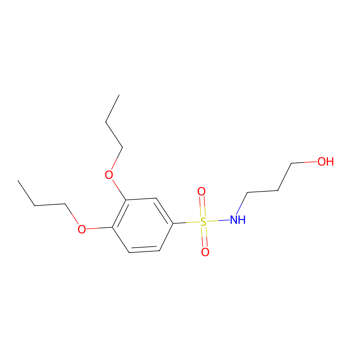 N-(3-hydroxypropyl)-3,4-dipropoxybenzene-1-sulfonamide molecular structure, CAS 1808899-61-7