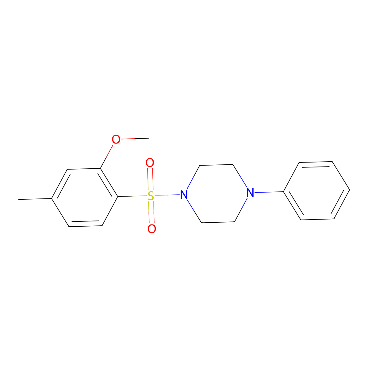1-(2-Methoxy-4-methylbenzenesulfonyl)-4-phenylpiperazine molecular structure, CAS 1808900-59-5